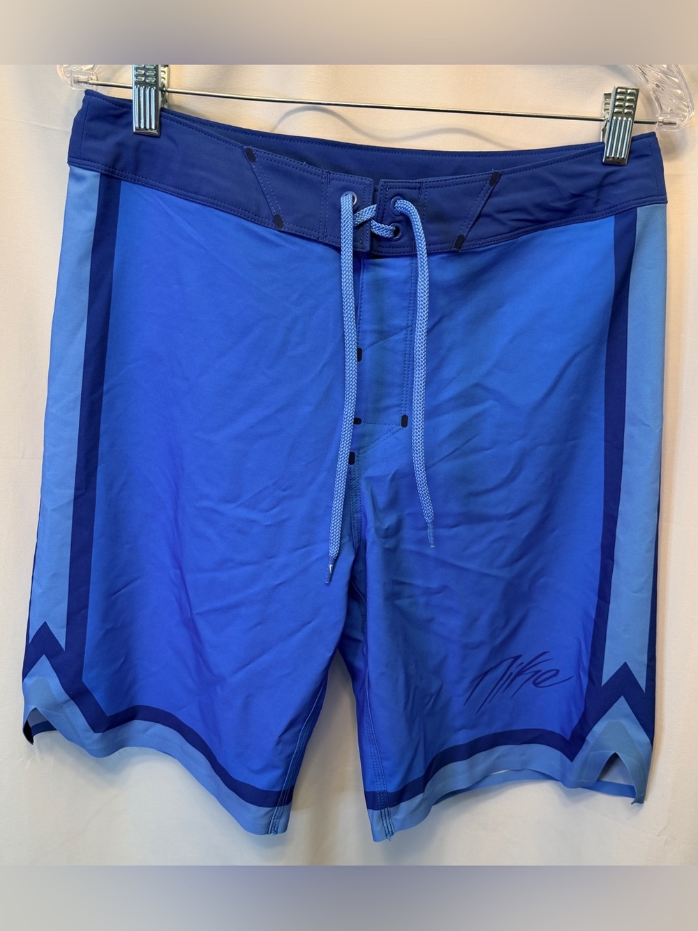 Nike Swim Size 30 Fadeaway Poole 9â Board Shorts Blue No Liner Drawstring Logo - Picture 3 of 13